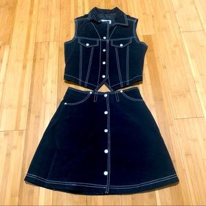 Vintage Leather Vest + Skirt Set